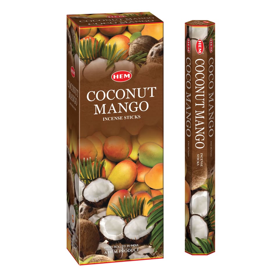 HEM Coconut Mango Incense Sticks - Pack of 6 (20 Sticks Each)